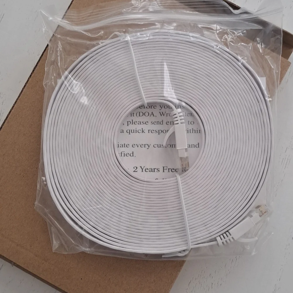 25-Ft Flat White Ethernet Cat6 Cable